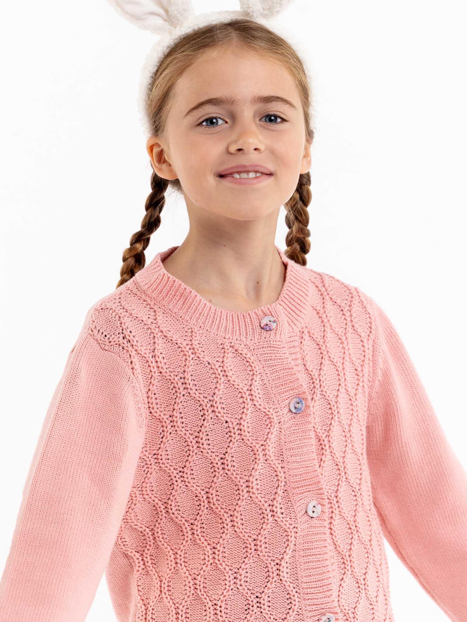 Audrina Pink Icing Cotton Cardigan