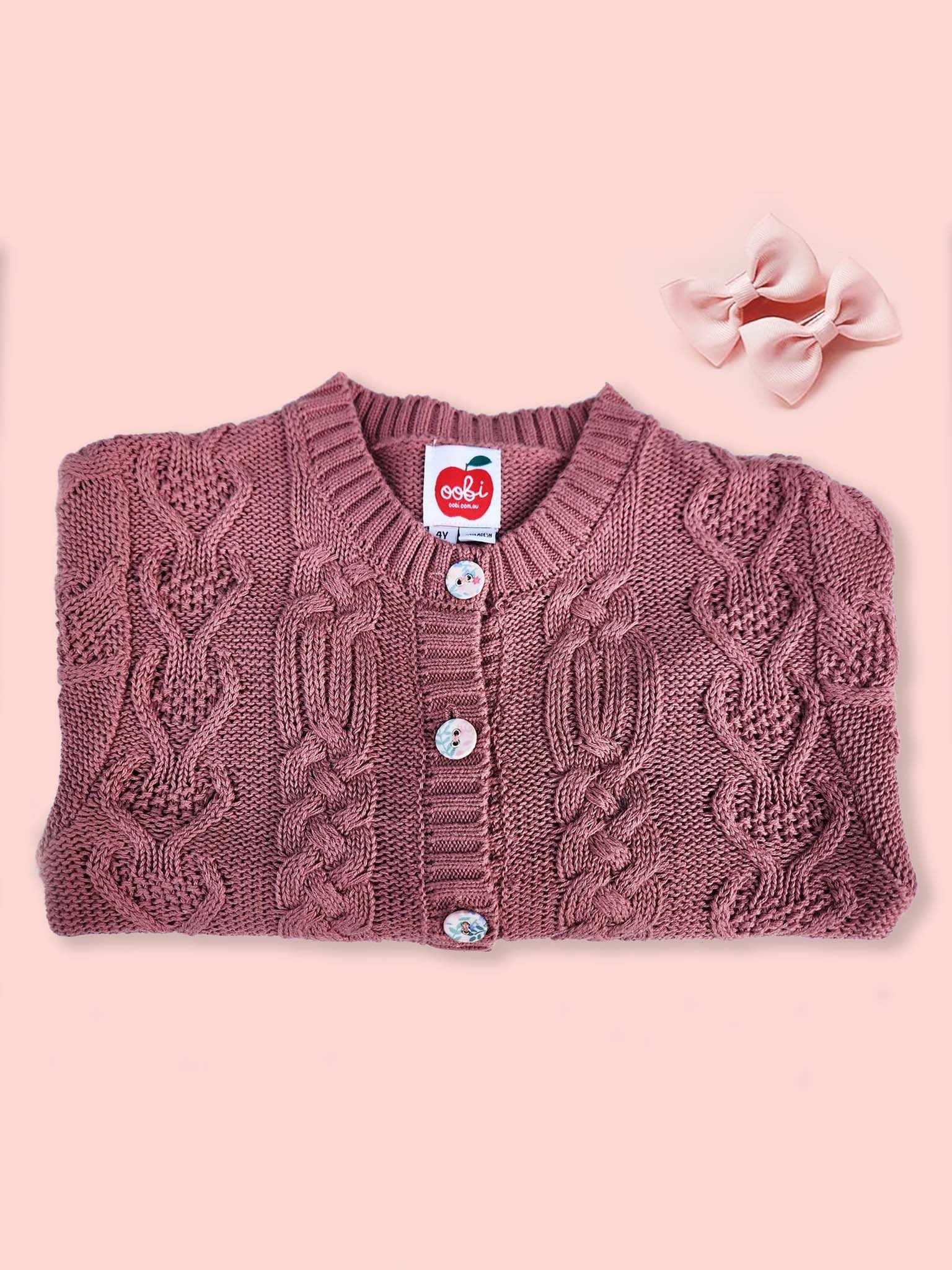 A Willow Cotton Cardigan Rose Garden on a winter's day. (Brand Name: Knitwear)