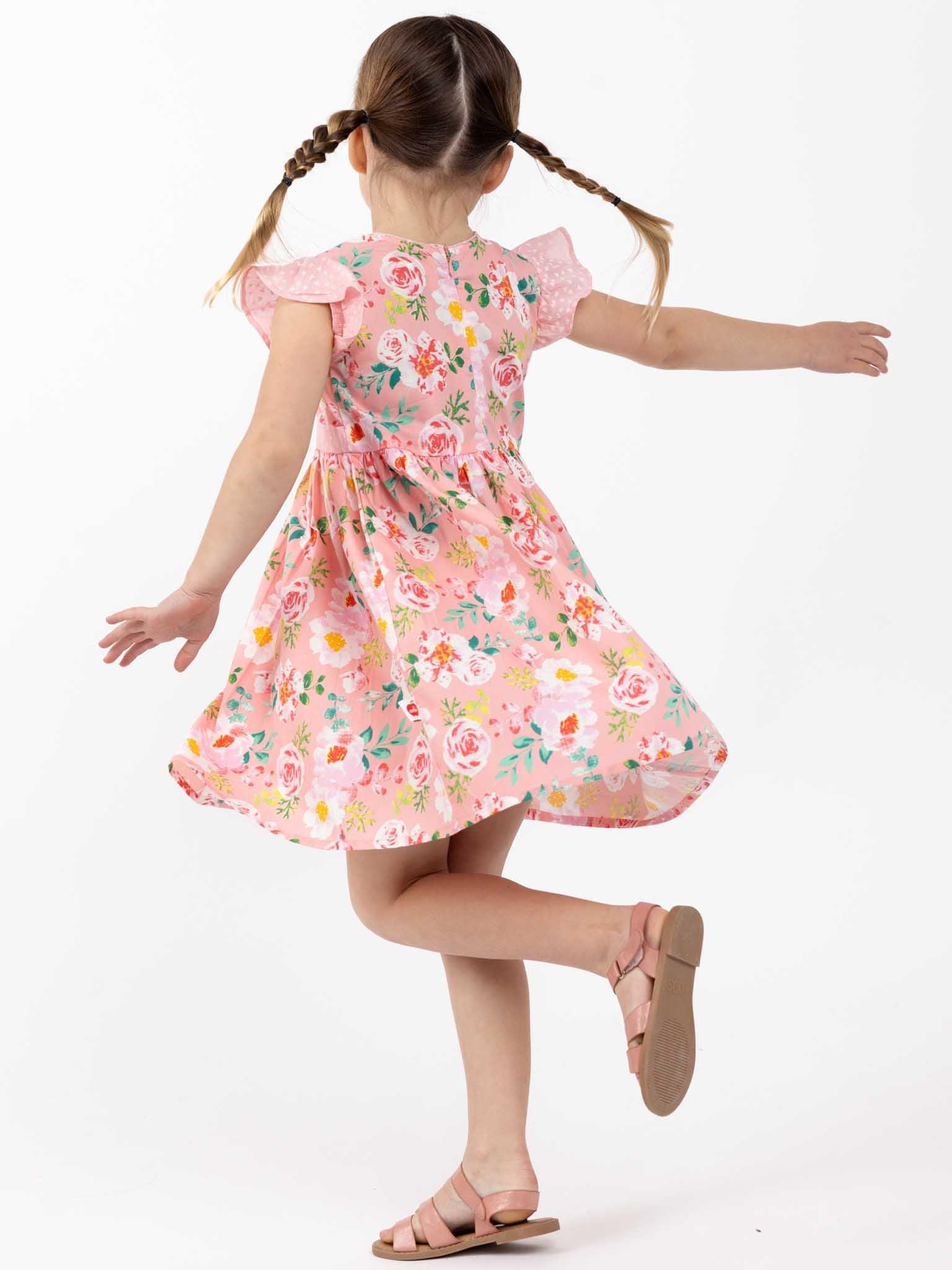 Adriana Pink Watercolour Dress - Oobi