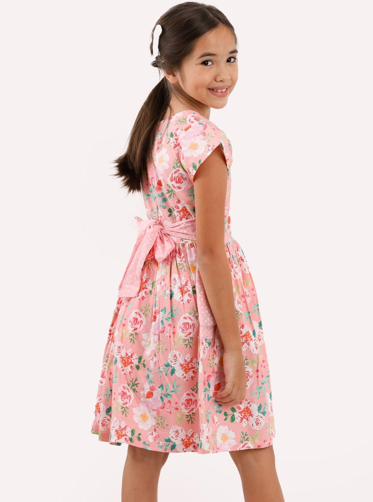 Angelina Pink Watercolour Dress - Oobi