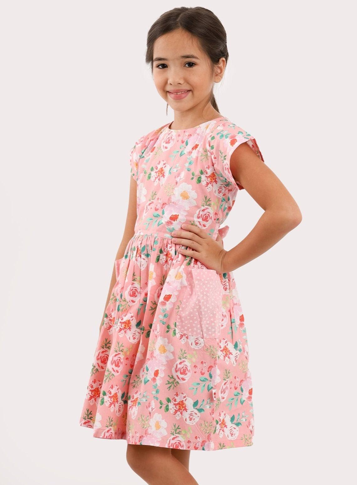 Angelina Pink Watercolour Dress - Oobi