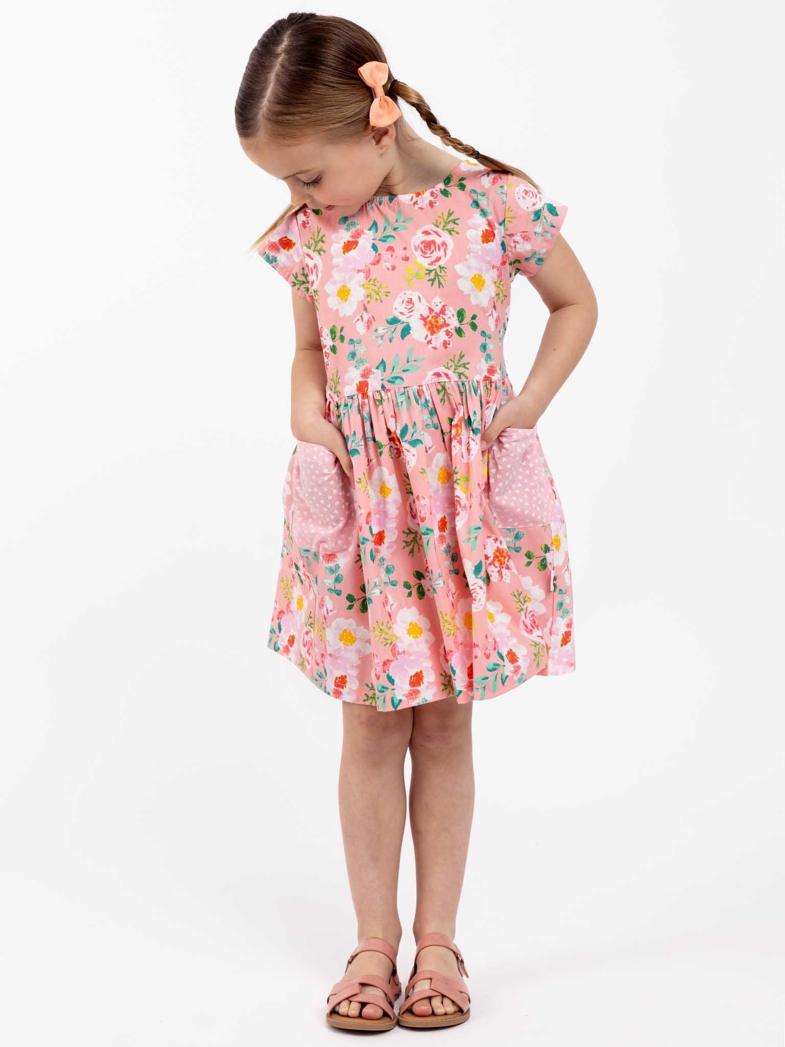 Angelina Pink Watercolour Dress - Oobi