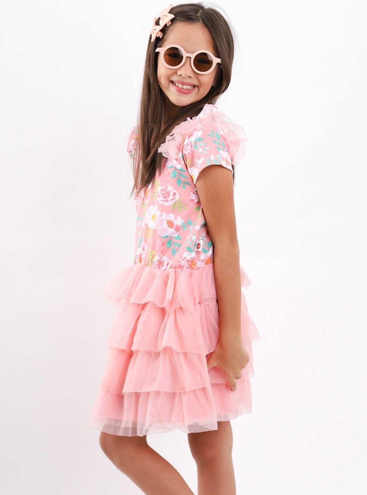 Lola Pink Watercolour Dress - Oobi