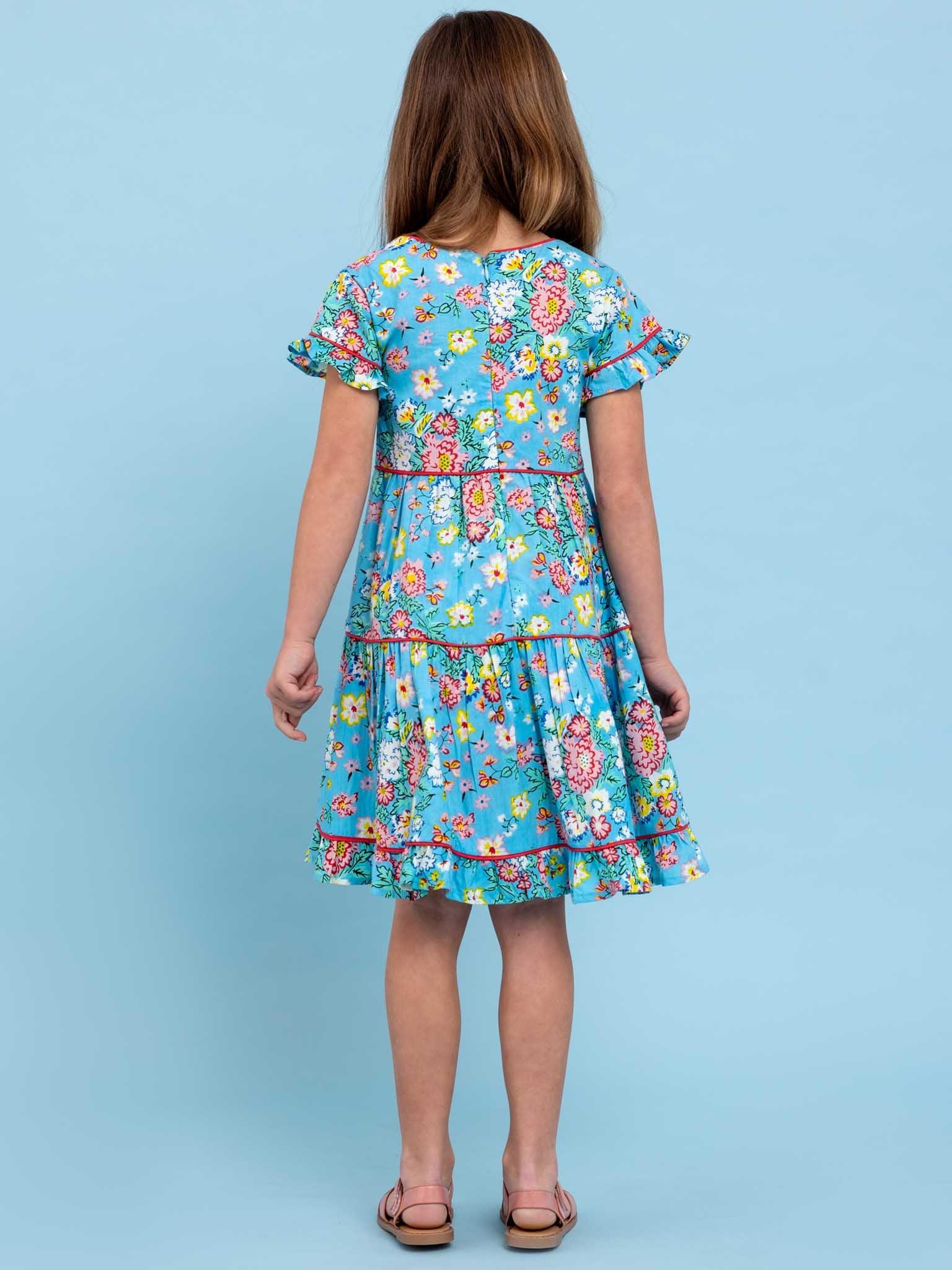 Blue floral dress for kids