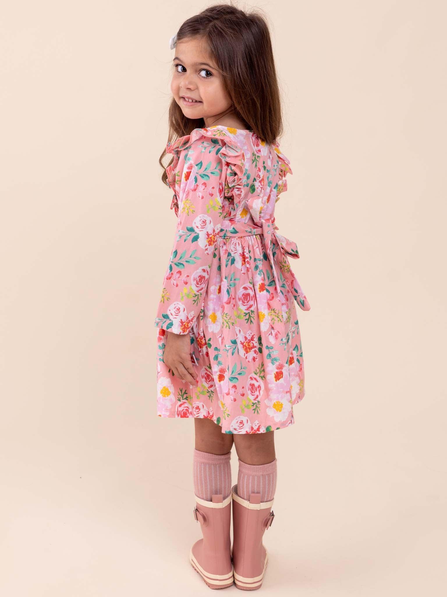 Penelope Pink Watercolour Dress - Oobi