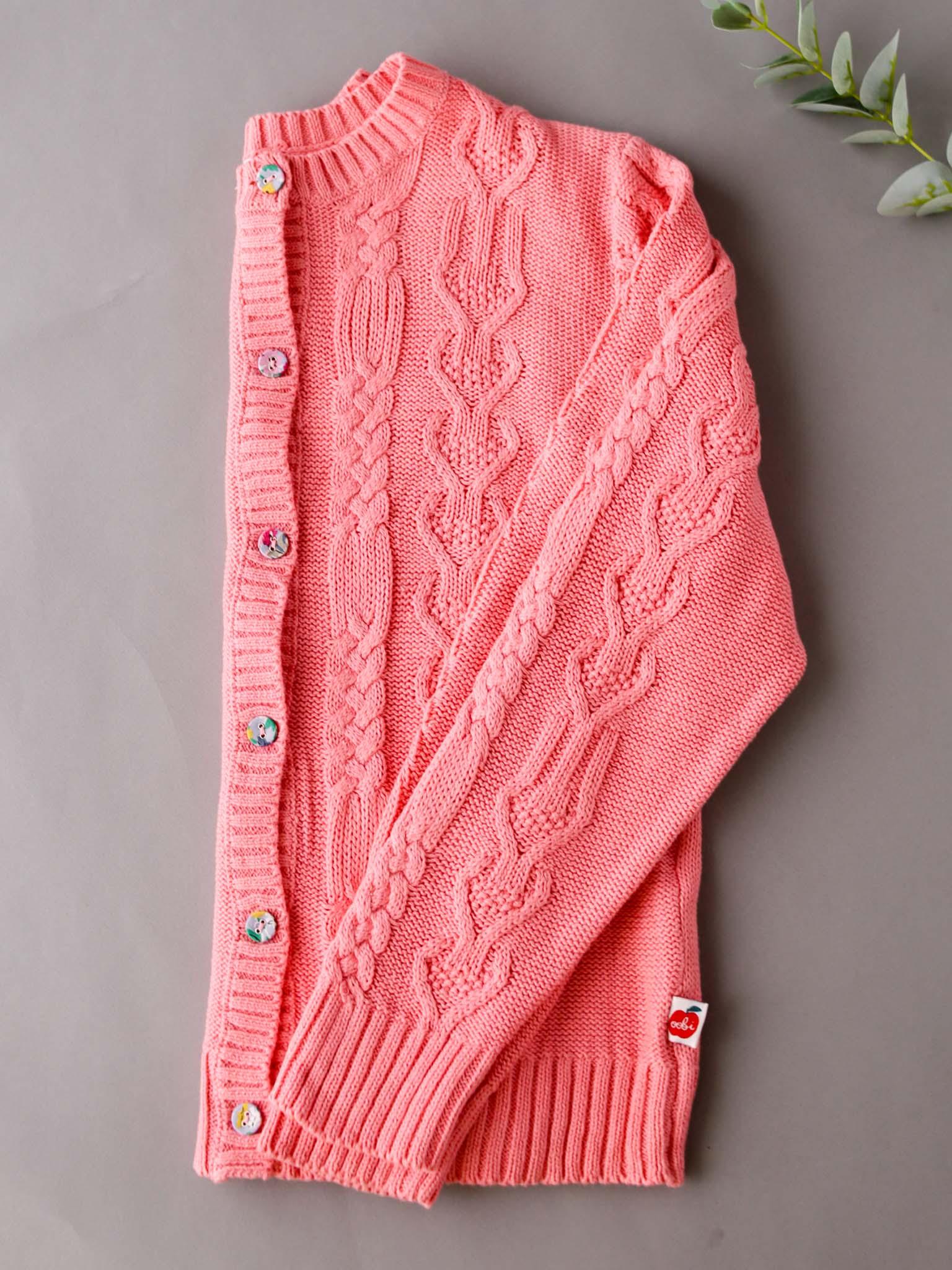 Willow Geranium Pink Cotton Cardigan - Oobi