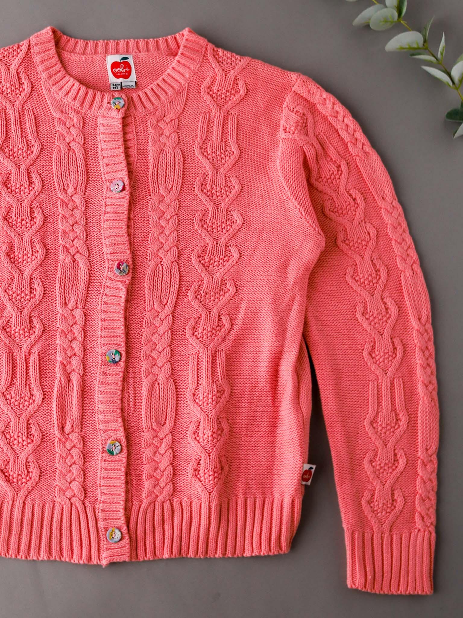 Willow Geranium Pink Cotton Cardigan - Oobi