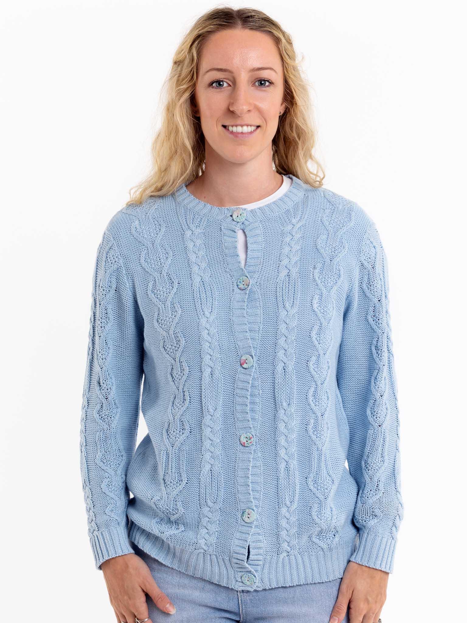 Women's Willow Cotton Cardigan Sky Blue - Oobi